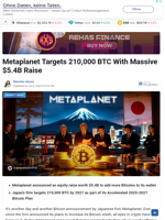 Metaplanet Targets 210,000 BTC With Massive $5.4B Raise