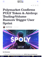 Polymarket Confirms POLY Token & Airdrop: Trading-Volume Rumors Trigger User Sprint