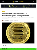 Solana Price Eyes $300 as ETF Milestone Signals Strong Demand - CoinCentral