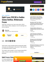 Upbit Loses $38.5M in Sudden Solana Outflow, Withdrawals Frozen