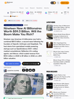 Nineteen New AI Billionaires Worth $59.3 Billion. Will the Boom Make You Rich? – Bitcoin News