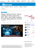 Today’s Bitcoin Price: Cloud mining as best choice for BTC, SOL, and USDC holders to earn daily passive income