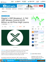 Ripple's XRP Breakout: 2,742 XRP Whales Control $155 Billion as All-Time High Looms ⋆ ZyCrypto