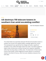 US destroys 116 telecom towers in southern Iran amid escalating conflict