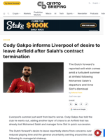 Cody Gakpo informs Liverpool of desire to leave Anfield after Salah's contract termination