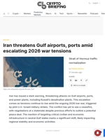 Iran threatens Gulf airports, ports amid escalating 2026 war tensions