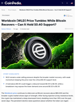Worldcoin (WLD) Price Tumbles While Bitcoin Recovers – Can It Hold $0.40 Support?