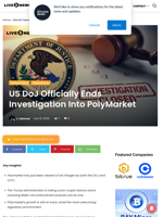US DoJ Officially Ends Investigation Into PolyMarket | Live Bitcoin News