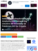 Solana Price Prediction: Why Analysts Are Comparing LivLive’s AR Economy to Pokémon GO for Crypto | Live Bitcoin News