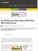 Top 5 Platforms for Token Listing in 2025: Where Web3 Projects Go Live