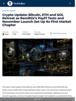 Crypto Update: Bitcoin, ETH and SOL Retreat as Remittix's PayFi Tests and November Launch Set Up Its First Market Chapter - TechBullion