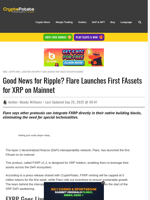 Good News for Ripple? Flare Launches First FAssets for XRP on Mainnet