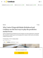 Coinbase (COIN) and Robinhood (HOOD) best positioned in prediction market space, says Cantor