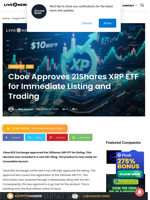 Cboe Approves 21Shares XRP ETF for Immediate Listing and Trading | Live Bitcoin News