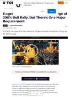 Dogecoin (DOGE) Might Be on Verge of 300% Bull Rally, But There's One Major Requirement