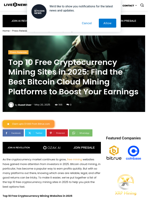 Top 10 Free Cryptocurrency Mining Sites in 2025: Find the Best Bitcoin Cloud Mining Platforms to Boost Your Earnings | Live Bitcoin News
