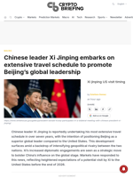Chinese leader Xi Jinping embarks on extensive travel schedule to promote Beijing's global leadership