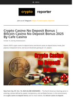 Crypto Casino No Deposit Bonus | Bitcoin Casino No Deposit Bonus 2025 By Cafe Casino