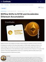 BitMine Shifts to NYSE and Accelerates Ethereum Accumulation