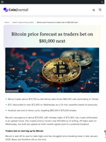Bitcoin price forecast as traders bet on $80,000 next - CoinJournal