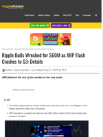 Ripple Bulls Wrecked for $60M as XRP Flash Crashes to $3: Details