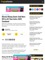 Bitcoin Mining Giants Sold More BTC in Q1 Than Entire 2025 Combined
