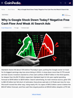 Why Is Google Stock Down Today? Negative Free Cash Flow And Weak AI Search Ads