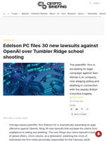 Edelson PC files 30 new lawsuits against OpenAI over Tumbler Ridge school shooting