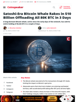 Satoshi Whale Dumps 80K BTC, Nets $10B in 3 Days