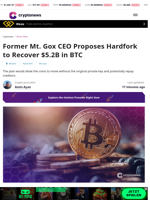 Former Mt. Gox CEO Proposes Hardfork to Recover $5.2B in BTC