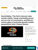 David Bailey: The Fed's interest rates remain stable, rising commodity prices act as a tax on consumers, and Bitcoin shows signs of potential growth amidst geopolitical risks | Galaxy Brains