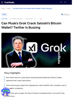 Can Musk's Grok Crack Satoshi's Bitcoin Wallet? Twitter Is Buzzing