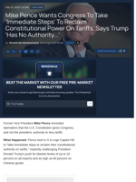 Mike Pence Wants Congress To Take 'Immediate Steps' To Reclaim Constitutional Power On Tariffs, Says Trump 'Has No Authority...'  - Benzinga