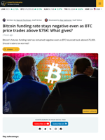 Bitcoin’s Negative Funding Rate Sticks While BTC Trades Above $75K