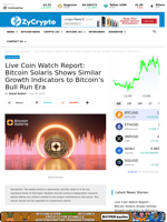 Live Coin Watch Report: Bitcoin Solaris Shows Similar Growth Indicators to Bitcoin's Bull Run Era