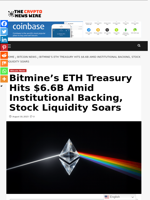 Bitmine’s ETH Treasury Hits $6.6B Amid Institutional Backing, Stock Liquidity Soars - The Crypto News Wire
