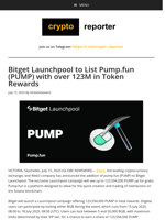 Bitget Launchpool to List Pump.fun (PUMP) with over 123M in Token Rewards