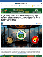 Dogecoin (DOGE) and Shiba Inu (SHIB) Top Holders Eye Little Pepe (LILPEPE) for 19303% ROI By Early 2026