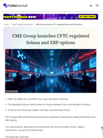 CME Group launches CFTC-regulated Solana and XRP options - CoinJournal