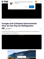 Google and Coinbase Demonstrate How AI Can Pay for Refrigerator - U.Today