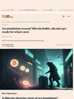 Accumulation season? Bitcoin holds, altcoins get ready for what's next - AMBCrypto