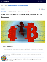Solo Bitcoin Miner Wins $325,000 in Block Rewards 
