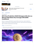 BTC Price Prediction: MACD Histogram Hits Zero as Bitcoin Stalls Below Key Averages With $84K Conditional - Blockchain.News