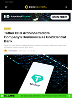 Tether CEO Ardoino Predicts Company’s Dominance as Gold Central Bank