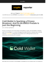 Cold Wallet's $0.00853 Presale Could Be the Privacy Bet That Redefines Crypto in 2025