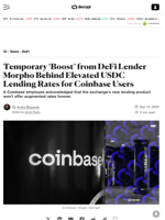 Temporary ‘Boost’ from DeFi Lender Morpho Behind Elevated USDC Lending Rates for Coinbase Users - Decrypt