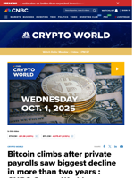 Bitcoin climbs after private payrolls saw biggest decline in more than two years : CNBC Crypto World