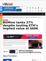 BitMine tanks 27% despite touting ETH’s implied value at $60K - The Crypto News Wire