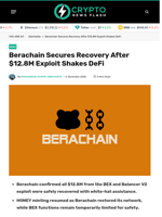 Berachain Secures Recovery After $12.8M Exploit Shakes DeFi - Crypto News Flash
