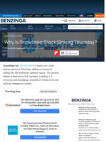 Why Is Snowflake Stock Sinking Thursday? - Snowflake (NYSE:SNOW) - Benzinga